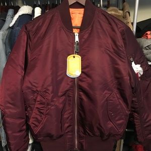 Alpha Industries Maroon MA1 Bomber Flight Jacket M